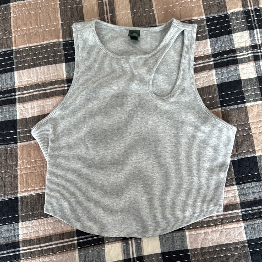 Wild Fable Gray Asymmetrical Muscle Tee